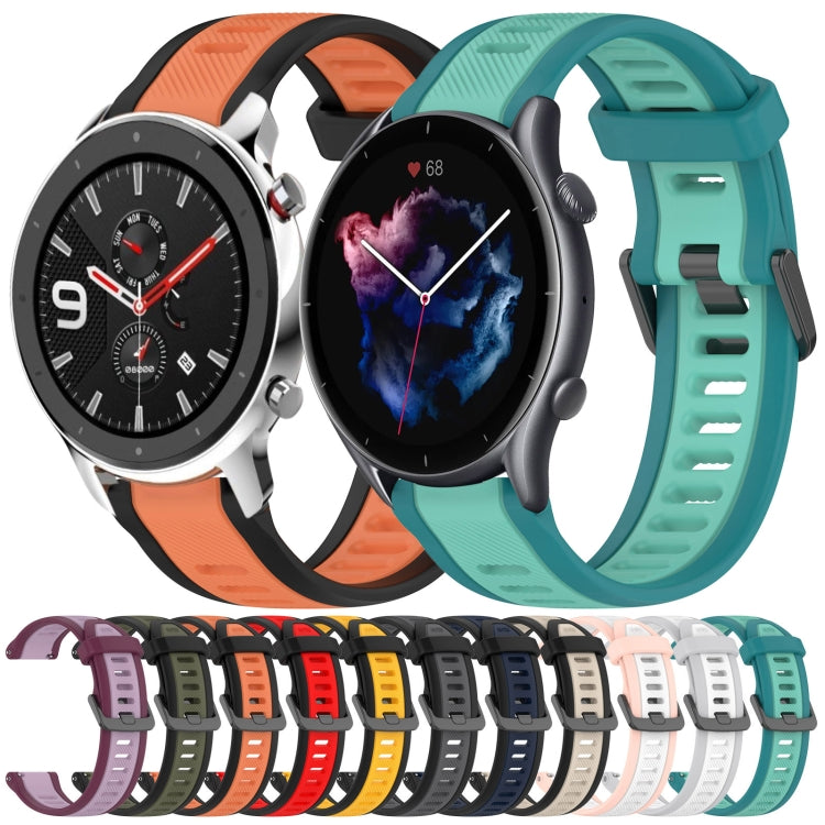 For Amazfit 3 22mm Two-Color Textured Silicone Watch Band(White+Grey) - Watch Bands by PMC TechLife | Online Shopping South Africa | PMC TechLife