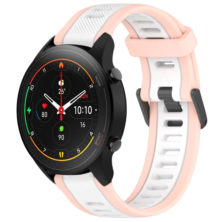 For Xiaomi MI Watch S1 Pro 22mm Two Color Textured Silicone Watch Band(White+Pink) - Watch Bands by PMC TechLife | Online Shopping South Africa | PMC TechLife