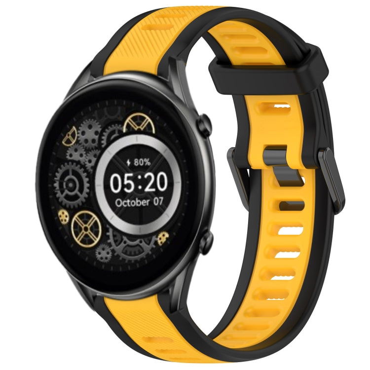 For Xiaomi Haylou RT2 LS10 22mm Two Color Textured Silicone Watch Band(Yellow+Black) - Watch Bands by PMC TechLife | Online Shopping South Africa | PMC TechLife