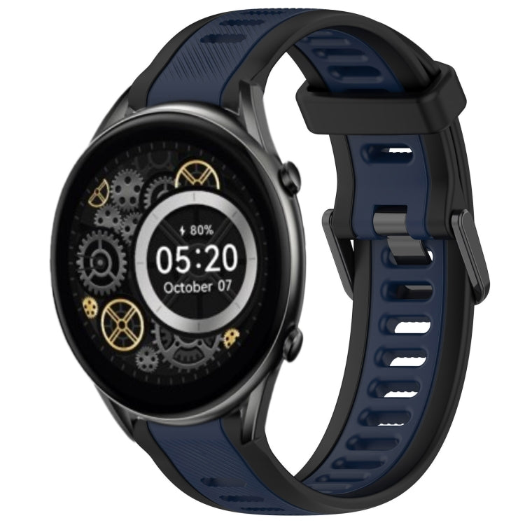 For Xiaomi Haylou RT2 LS10 22mm Two Color Textured Silicone Watch Band(Midnight Blue+Black) - Watch Bands by PMC TechLife | Online Shopping South Africa | PMC TechLife