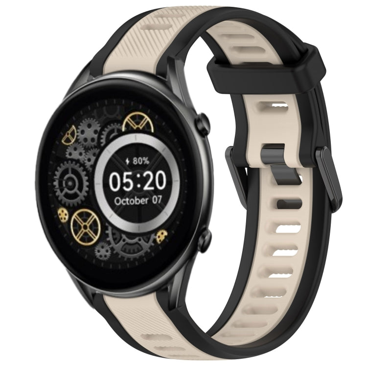 For Xiaomi Haylou RT2 LS10 22mm Two Color Textured Silicone Watch Band(Starlight + Black) - Watch Bands by PMC TechLife | Online Shopping South Africa | PMC TechLife