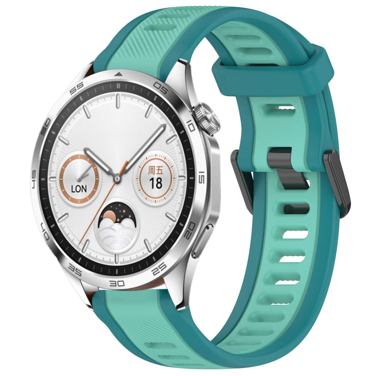 For Huawei Watch GT4 46mm 22mm Two Color Textured Silicone Watch Band(Teal) - Watch Bands by PMC TechLife | Online Shopping South Africa | PMC TechLife