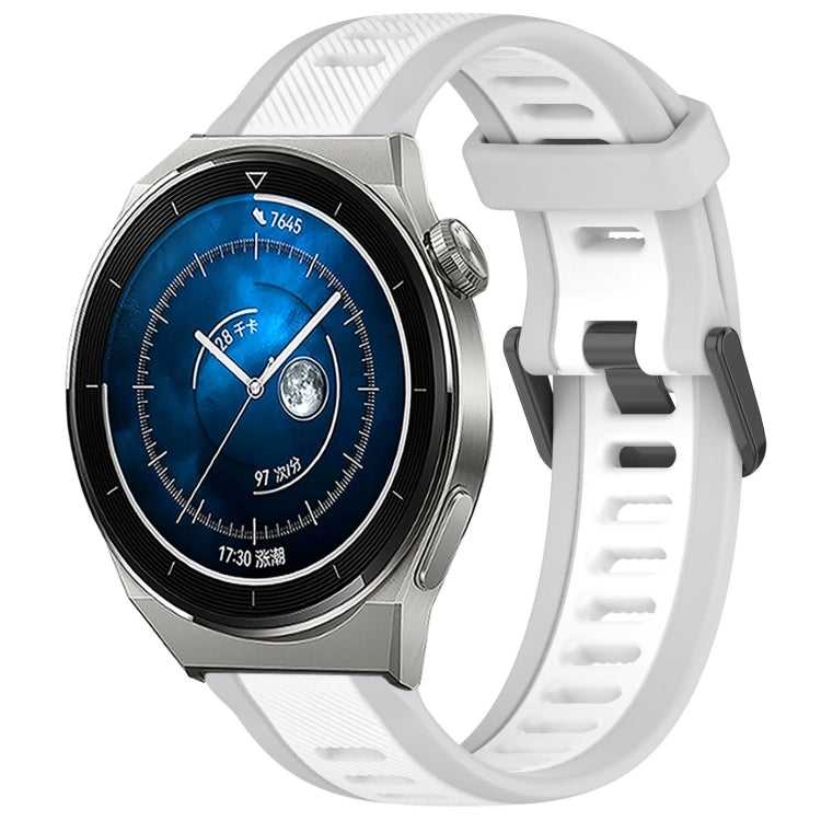 For Huawei Watch GT3 Pro 46mm 22mm Two Color Textured Silicone Watch Band(White+Grey) - Watch Bands by PMC TechLife | Online Shopping South Africa | PMC TechLife