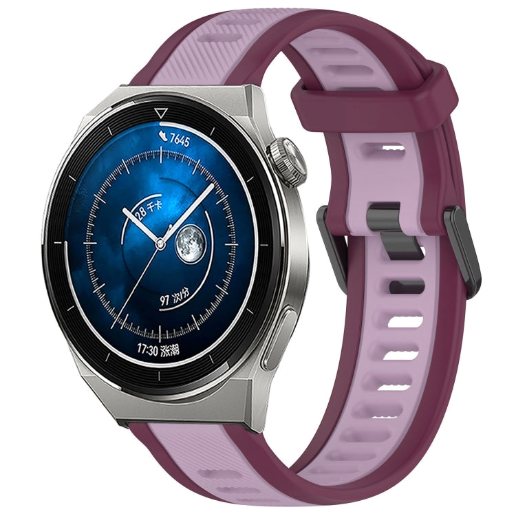 For Huawei Watch GT3 Pro 46mm 22mm Two Color Textured Silicone Watch Band(Purple) - Watch Bands by PMC TechLife | Online Shopping South Africa | PMC TechLife