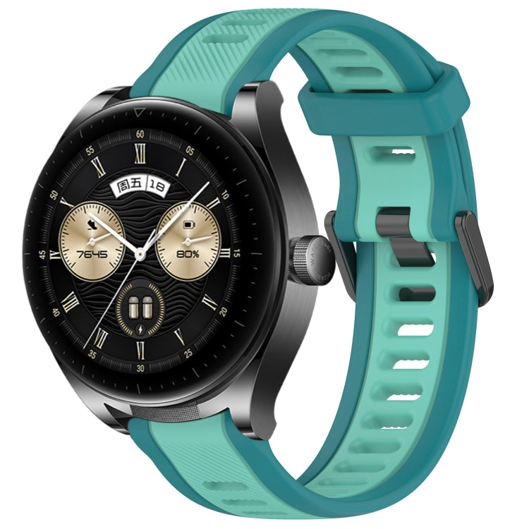 For Huawei Watch Buds 22mm Two Color Textured Silicone Watch Band(Teal) - Watch Bands by PMC TechLife | Online Shopping South Africa | PMC TechLife