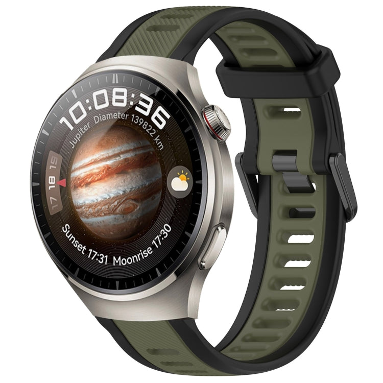 For Huawei Watch 4 22mm Two Color Textured Silicone Watch Band(Green+Black) - Watch Bands by PMC TechLife | Online Shopping South Africa | PMC TechLife