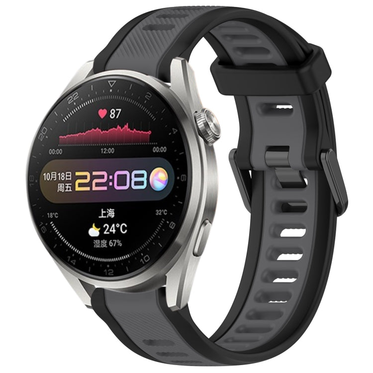 For Huawei Watch 3 Pro 22mm Two Color Textured Silicone Watch Band(Grey+Black) - Watch Bands by PMC TechLife | Online Shopping South Africa | PMC TechLife