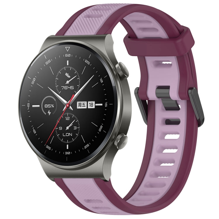 For Huawei GT2 Pro 22mm Two Color Textured Silicone Watch Band(Purple) - Watch Bands by PMC TechLife | Online Shopping South Africa | PMC TechLife