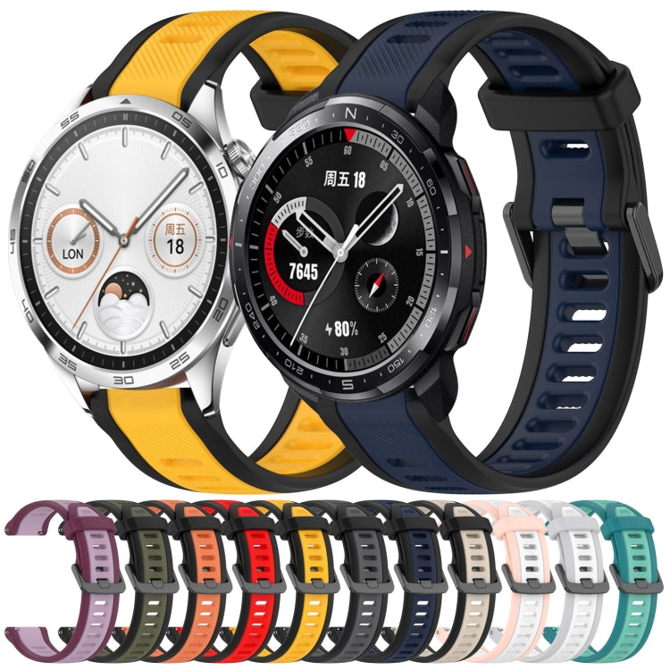For Honor Watch  GS 4 22mm Two Color Textured Silicone Watch Band(White+Pink) - Watch Bands by PMC TechLife | Online Shopping South Africa | PMC TechLife