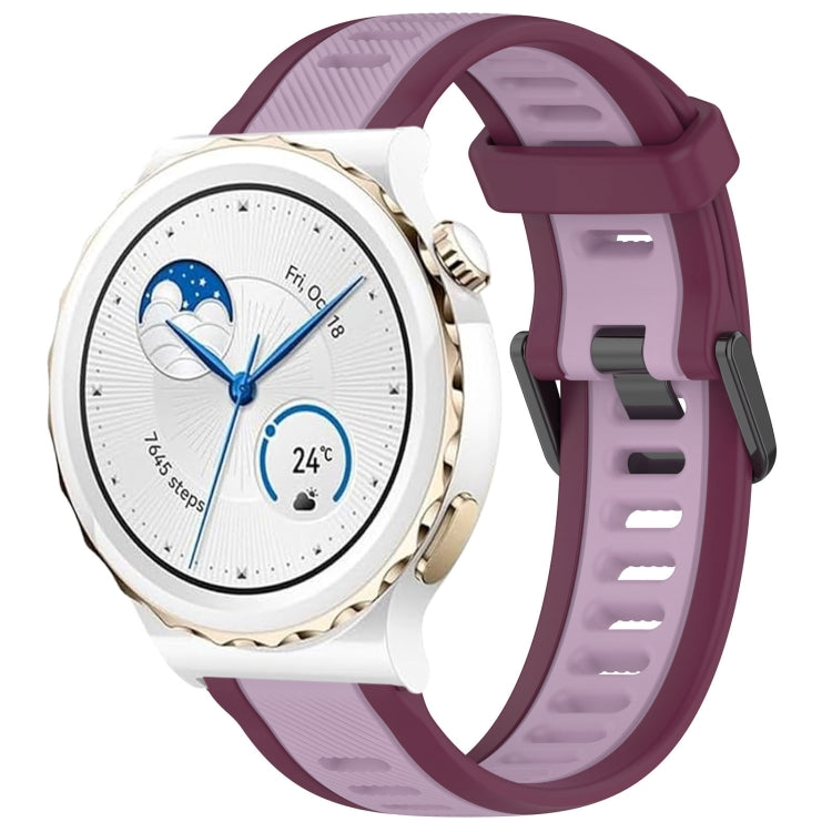 For Huawei Watch GT3 Pro 43mm 20mm Two Color Textured Silicone Watch Band(Purple) - Watch Bands by PMC TechLife | Online Shopping South Africa | PMC TechLife