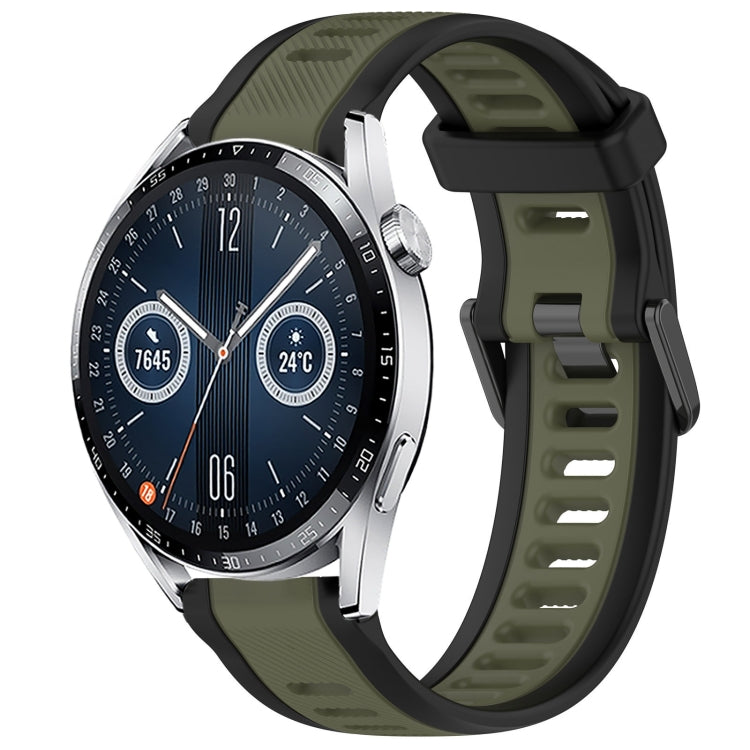 For Huawei Watch GT3 42mm 20mm Two Color Textured Silicone Watch Band(Green+Black) - free shipping - PMC TechLife - Order now!