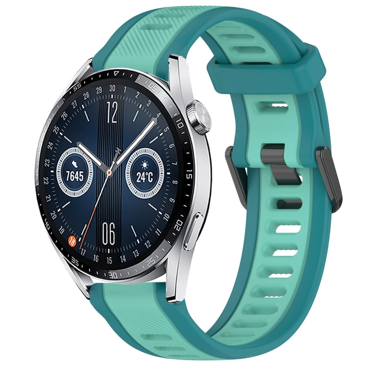 For Huawei Watch GT3 42mm 20mm Two Color Textured Silicone Watch Band(Teal) - Watch Bands by PMC TechLife | Online Shopping South Africa | PMC TechLife