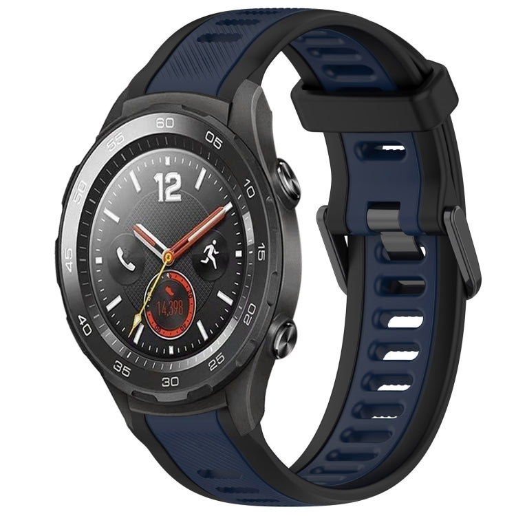 For Huawei Watch 2 20mm Two Color Textured Silicone Watch Band(Midnight Blue+Black) - Watch Bands by PMC TechLife | Online Shopping South Africa | PMC TechLife