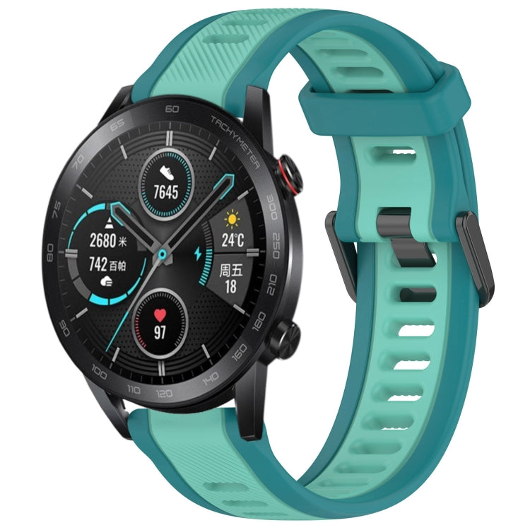 For Honor MagicWatch2 42mm 20mm Two Color Textured Silicone Watch Band(Teal) - Watch Bands by PMC TechLife | Online Shopping South Africa | PMC TechLife