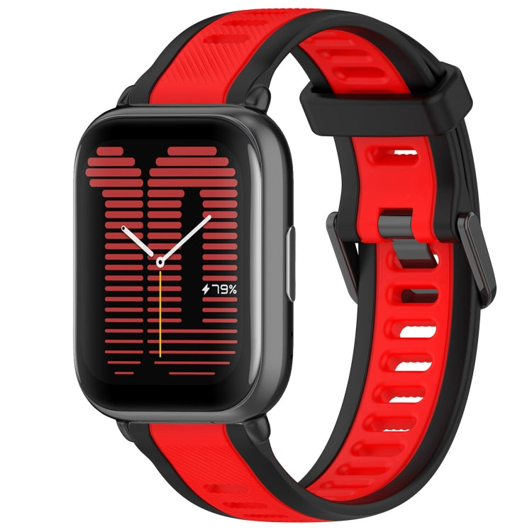For Amazfit Active 20mm Two-Color Textured Silicone Watch Band(Red+Black) - Watch Bands by PMC TechLife | Online Shopping South Africa | PMC TechLife
