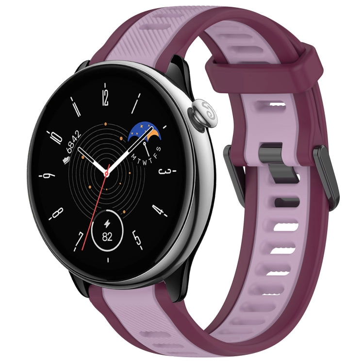 For Amazfit GTR Mini 20mm Two-Color Textured Silicone Watch Band(Purple) - Watch Bands by PMC TechLife | Online Shopping South Africa | PMC TechLife