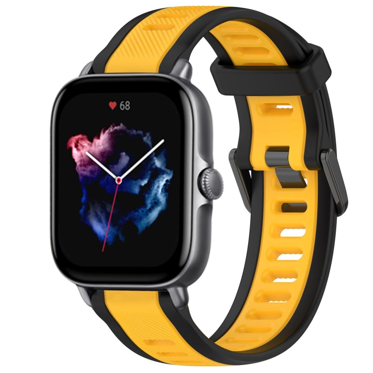 For Amazfit GTS 3 20mm Two-Color Textured Silicone Watch Band(Yellow+Black) - free shipping - PMC TechLife - Order now!