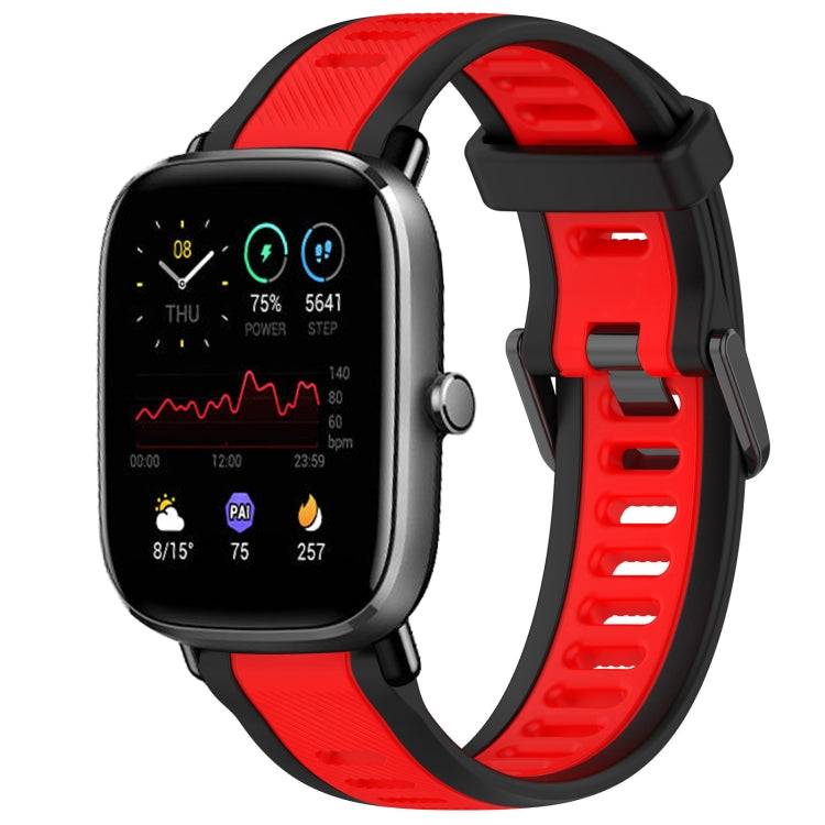 For Amazfit GTS 2 Mini 20mm Two-Color Textured Silicone Watch Band(Red+Black) - Watch Bands by PMC TechLife | Online Shopping South Africa | PMC TechLife