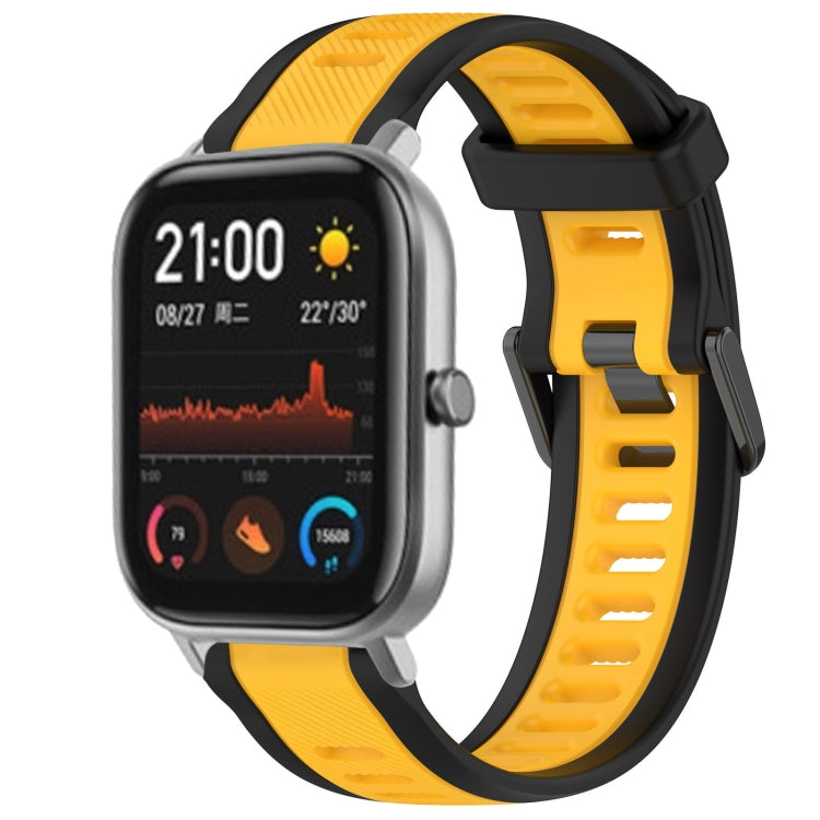 For Amazfit GTS 20mm Two-Color Textured Silicone Watch Band(Yellow+Black) - Watch Bands by PMC TechLife | Online Shopping South Africa | PMC TechLife