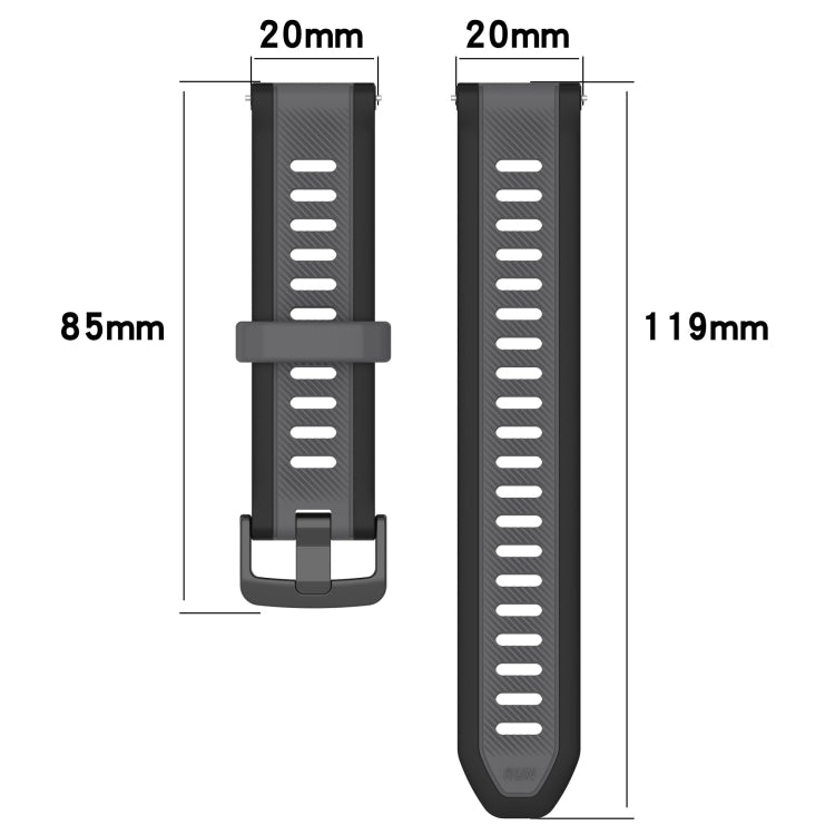 For Amazfit Active 20mm Two-Color Textured Silicone Watch Band(Grey+Black) - Watch Bands by PMC TechLife | Online Shopping South Africa | PMC TechLife