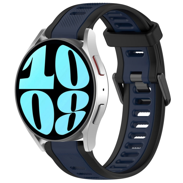 For Samsung Galaxy Watch 6 44mm 20mm Two Color Textured Silicone Watch Band(Midnight Blue+Black) - Watch Bands by PMC TechLife | Online Shopping South Africa | PMC TechLife