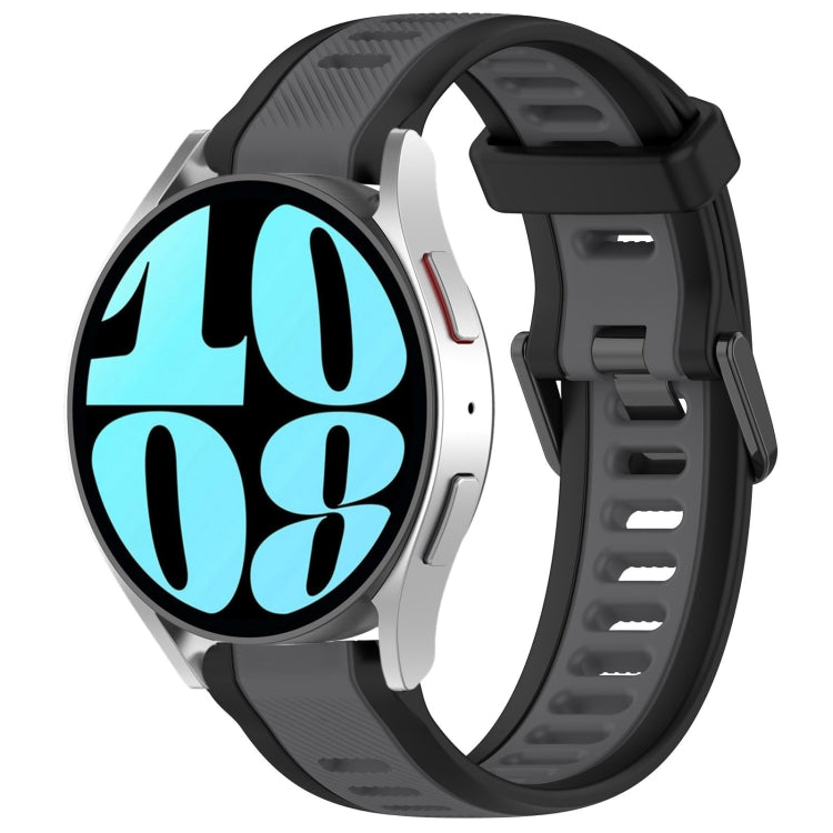 For Samsung Galaxy Watch 6 40mm 20mm Two Color Textured Silicone Watch Band(Grey+Black) - Watch Bands by PMC TechLife | Online Shopping South Africa | PMC TechLife