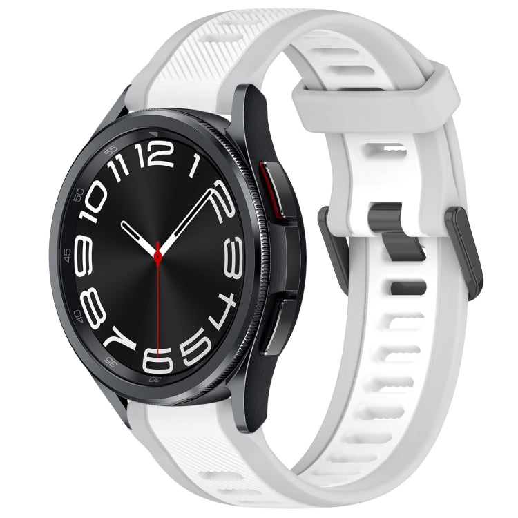 For Samsung Galaxy Watch 6 Classic 47mm 20mm Two Color Textured Silicone Watch Band(White+Grey) - Watch Bands by PMC TechLife | Online Shopping South Africa | PMC TechLife