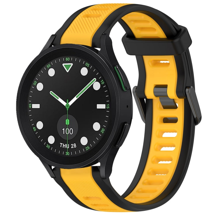 For Samsung Galaxy watch 5 Pro Golf Edition 20mm Two Color Textured Silicone Watch Band(Yellow+Black) - free shipping - PMC TechLife - Order now!