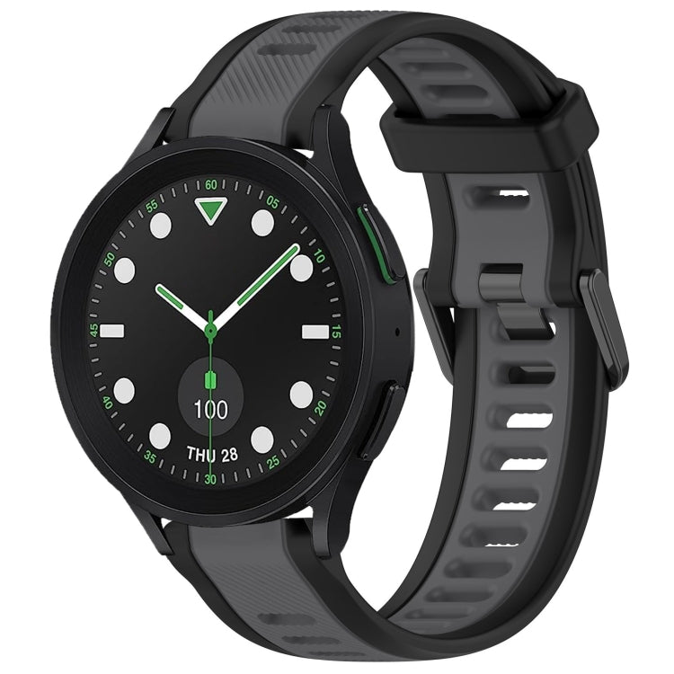 For Samsung Galaxy watch 5 Pro Golf Edition 20mm Two Color Textured Silicone Watch Band(Grey+Black) - Watch Bands by PMC TechLife | Online Shopping South Africa | PMC TechLife