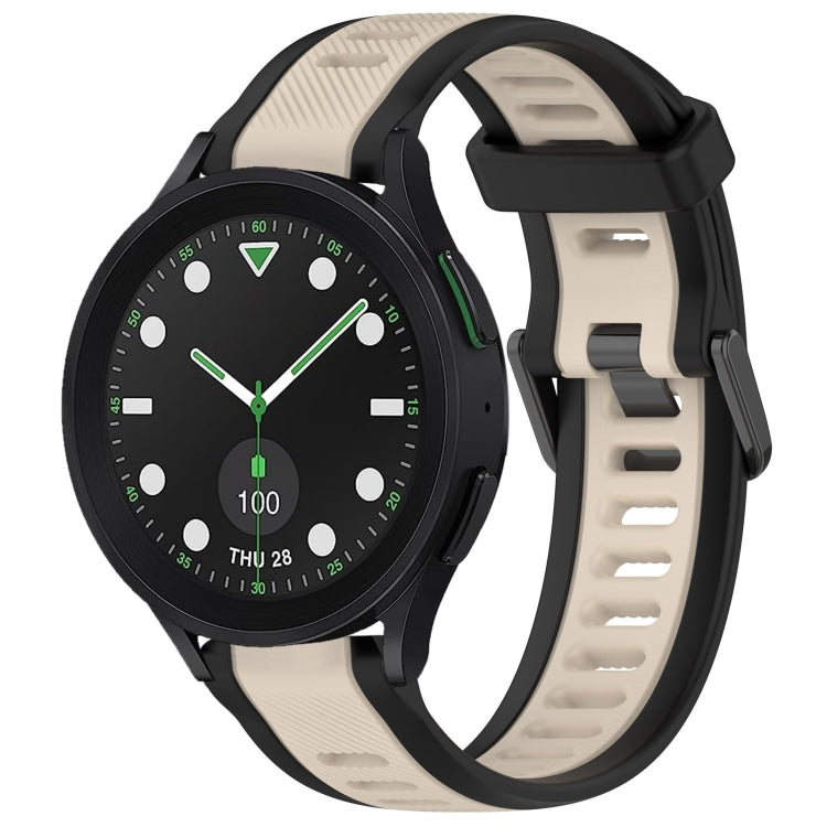 For Samsung Galaxy watch 5 Pro Golf Edition 20mm Two Color Textured Silicone Watch Band(Starlight + Black) - Watch Bands by PMC TechLife | Online Shopping South Africa | PMC TechLife