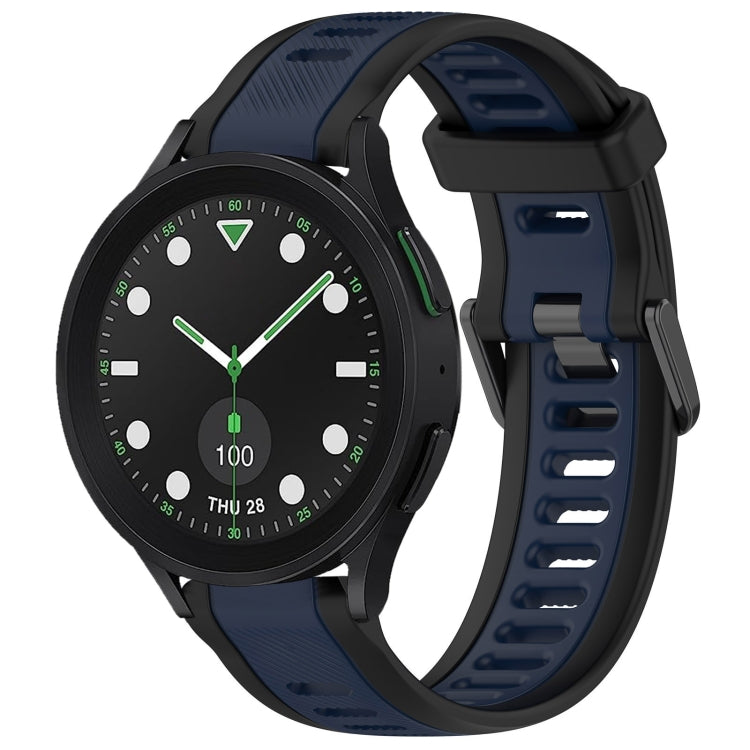 For Samsung Galaxy watch 5 Golf Edition 20mm Two Color Textured Silicone Watch Band(Midnight Blue+Black) - Watch Bands by PMC TechLife | Online Shopping South Africa | PMC TechLife