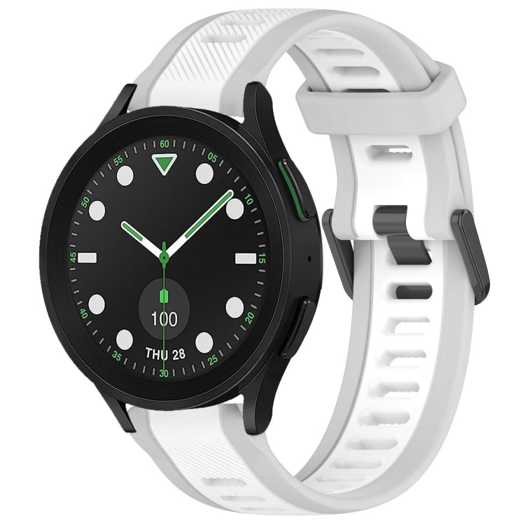 For Samsung Galaxy watch 5 Golf Edition 20mm Two Color Textured Silicone Watch Band(White+Grey) - Watch Bands by PMC TechLife | Online Shopping South Africa | PMC TechLife