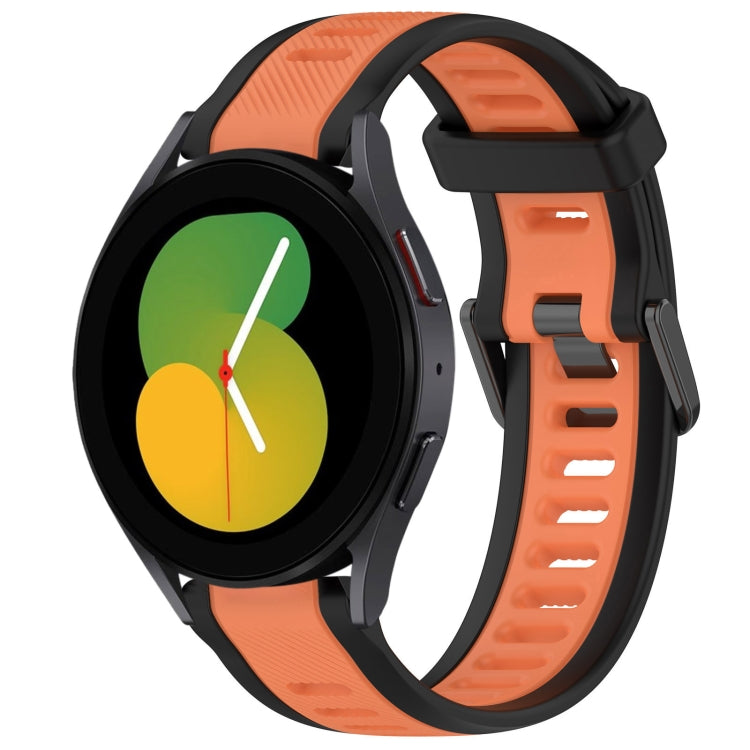 For Samsung Galaxy Watch 5  44mm 20mm Two Color Textured Silicone Watch Band(Orange+Black) - Watch Bands by PMC TechLife | Online Shopping South Africa | PMC TechLife