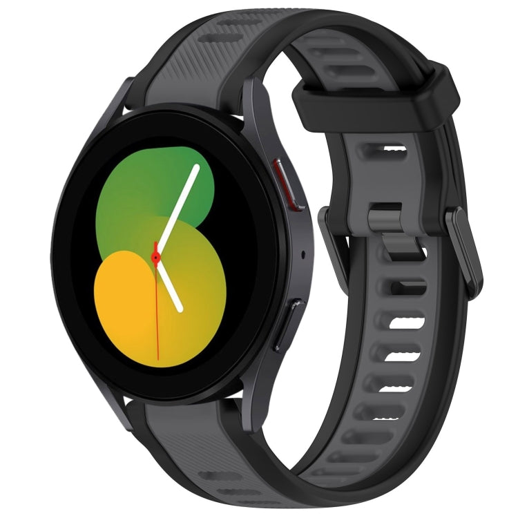 For Samsung Galaxy Watch 5  44mm 20mm Two Color Textured Silicone Watch Band(Grey+Black) - Watch Bands by PMC TechLife | Online Shopping South Africa | PMC TechLife