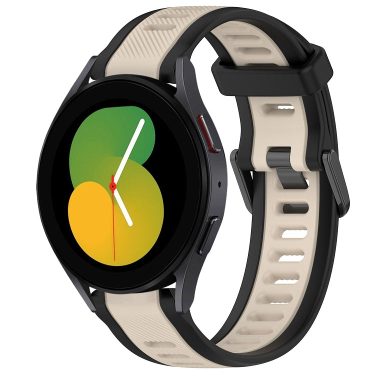 For Samsung Galaxy Watch 5  44mm 20mm Two Color Textured Silicone Watch Band(Starlight + Black) - Watch Bands by PMC TechLife | Online Shopping South Africa | PMC TechLife