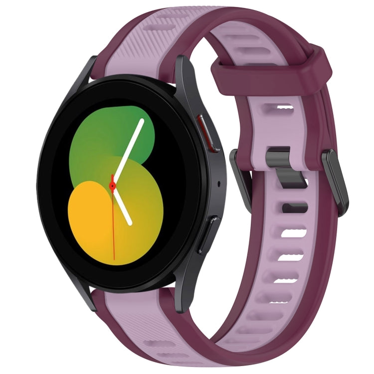 For Samsung Galaxy Watch 5  44mm 20mm Two Color Textured Silicone Watch Band(Purple) - Watch Bands by PMC TechLife | Online Shopping South Africa | PMC TechLife