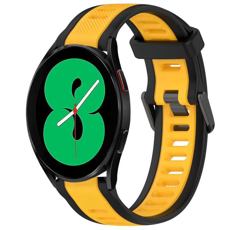 For Samsung Galaxy Watch 4 44mm 20mm Two Color Textured Silicone Watch Band(Yellow+Black) - Watch Bands by PMC TechLife | Online Shopping South Africa | PMC TechLife