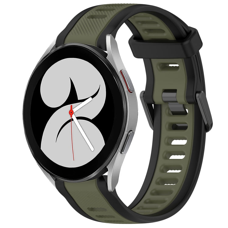 For Samsung Galaxy Watch 4 40mm 20mm Two Color Textured Silicone Watch Band(Green+Black) - Watch Bands by PMC TechLife | Online Shopping South Africa | PMC TechLife