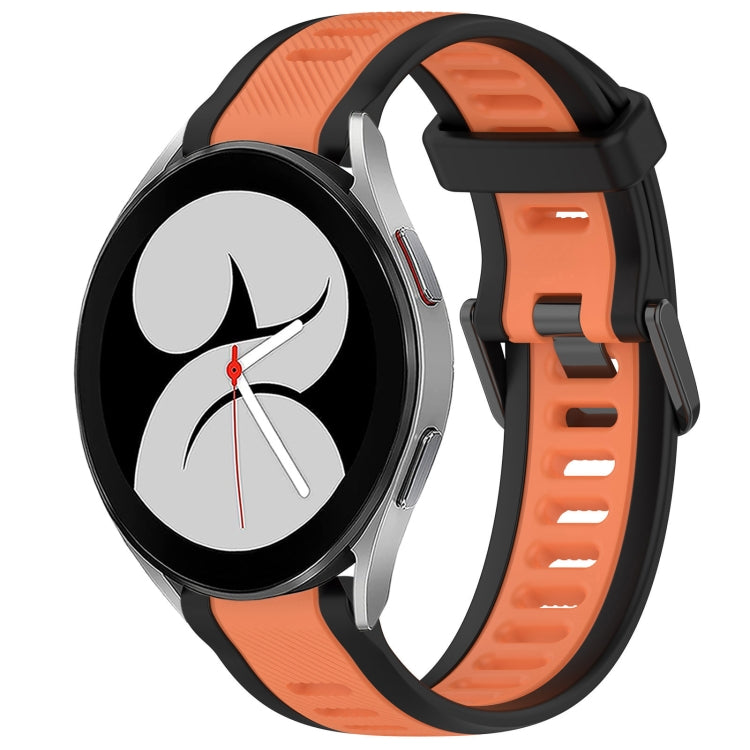 For Samsung Galaxy Watch 4 40mm 20mm Two Color Textured Silicone Watch Band(Orange+Black) - Watch Bands by PMC TechLife | Online Shopping South Africa | PMC TechLife