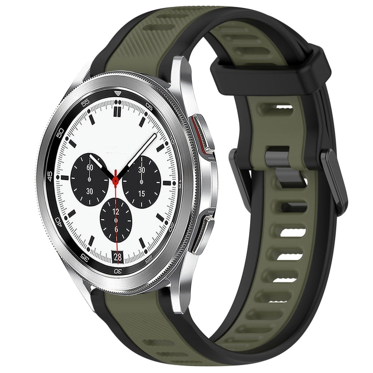 For Samsung  Galaxy Watch 4 Classic 42mm 20mm Two Color Textured Silicone Watch Band(Green+Black) - Watch Bands by PMC TechLife | Online Shopping South Africa | PMC TechLife