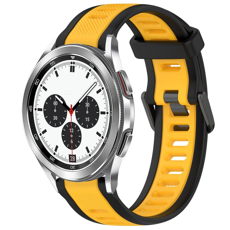 For Samsung  Galaxy Watch 4 Classic 42mm 20mm Two Color Textured Silicone Watch Band(Yellow+Black) - Watch Bands by PMC TechLife | Online Shopping South Africa | PMC TechLife