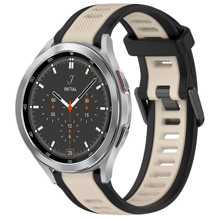 For Samsung  Galaxy Watch 4 Classic 46mm 20mm Two Color Textured Silicone Watch Band(Starlight + Black) - free shipping - PMC TechLife - Order now!