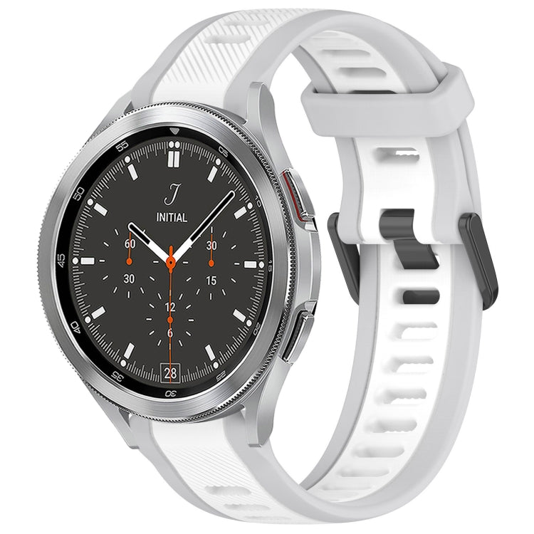 For Samsung  Galaxy Watch 4 Classic 46mm 20mm Two Color Textured Silicone Watch Band(White+Grey) - Watch Bands by PMC TechLife | Online Shopping South Africa | PMC TechLife