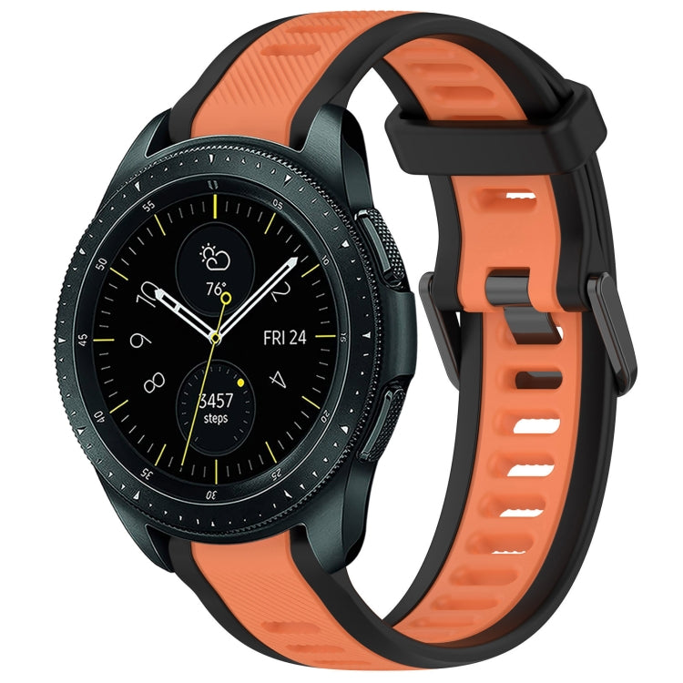For Samsung Galaxy Watch 42mm 20mm Two Color Textured Silicone Watch Band(Orange+Black) - Watch Bands by PMC TechLife | Online Shopping South Africa | PMC TechLife