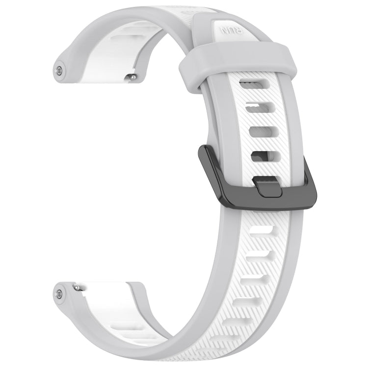 For Garmin Forerunner 165 Music 20mm Two Color Textured Silicone Watch Band(White+Grey) - Watch Bands by PMC TechLife | Online Shopping South Africa | PMC TechLife