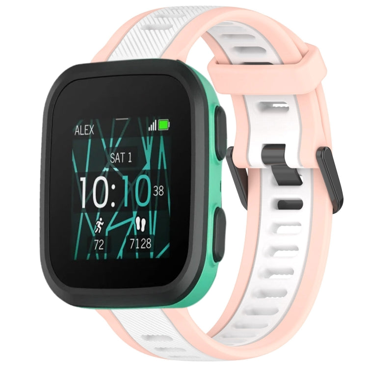 For Garmin Bounce 20mm Two Color Textured Silicone Watch Band(White+Pink) - free shipping - PMC TechLife - Order now!