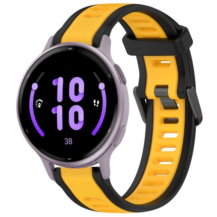 For Garmin Active 5 20mm Two Color Textured Silicone Watch Band(Yellow+Black) - Watch Bands by PMC TechLife | Online Shopping South Africa | PMC TechLife