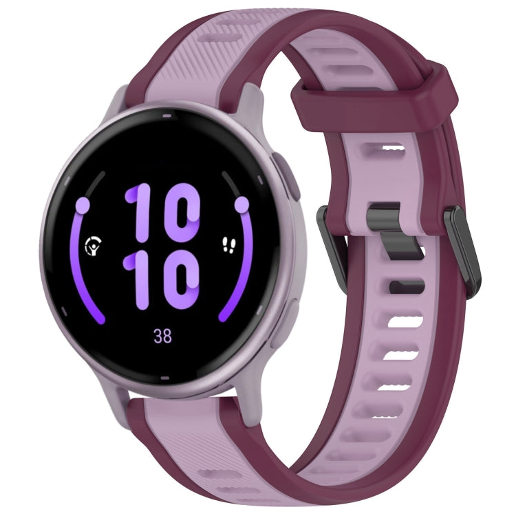 For Garmin Active 5 20mm Two Color Textured Silicone Watch Band(Purple) - Watch Bands by PMC TechLife | Online Shopping South Africa | PMC TechLife