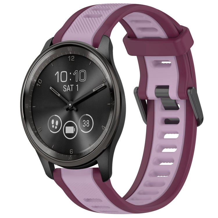 For Garmin VivoMove Trend 20mm Two Color Textured Silicone Watch Band(Purple) - Watch Bands by PMC TechLife | Online Shopping South Africa | PMC TechLife