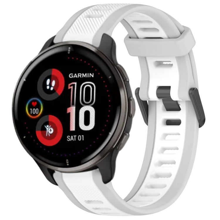 For Garmin Venu 2 Plus 20mm Two Color Textured Silicone Watch Band(White+Grey) - Watch Bands by PMC TechLife | Online Shopping South Africa | PMC TechLife